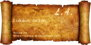 Lukács Arián névjegykártya